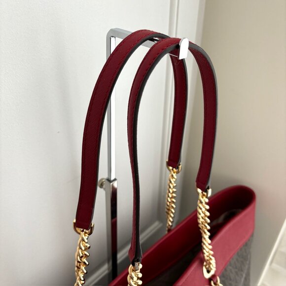 NWT Brand New Michael Kors Brown Red Tote Bag - Picture 3 of 5